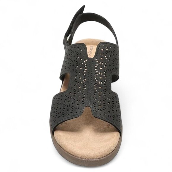 Easy Spirit Women's Kali Low Wedge Slingback Sandals - Black - Picture 2 of 5